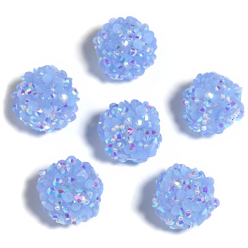 Wholesale 10PCS Colored Rhinestone Pearl Through Hole Acrylic Soft Sugar Beads